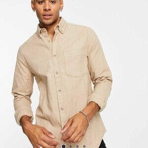 ASOS design shirt men large brushed Oxford in neutral medium
